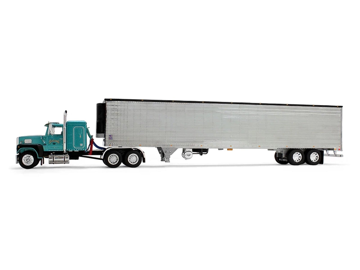 Ford LTL 9000 with 48" Flat Top Sleeper and 53' Utility Trailer with Reefer "Red’s Favorites - Tom Sercombe" Turquoise Metallic 1/64 Diecast Model by First Gear-First Gear-ModelCars.com