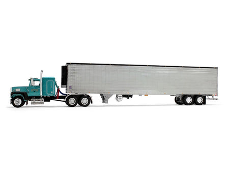 Ford LTL 9000 with 48" Flat Top Sleeper and 53' Utility Trailer with Reefer "Red’s Favorites - Tom Sercombe" Turquoise Metallic 1/64 Diecast Model by First Gear-First Gear-ModelCars.com