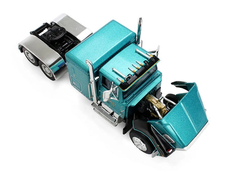 Ford LTL 9000 with 48" Flat Top Sleeper and 53' Utility Trailer with Reefer "Red’s Favorites - Tom Sercombe" Turquoise Metallic 1/64 Diecast Model by First Gear-First Gear-ModelCars.com