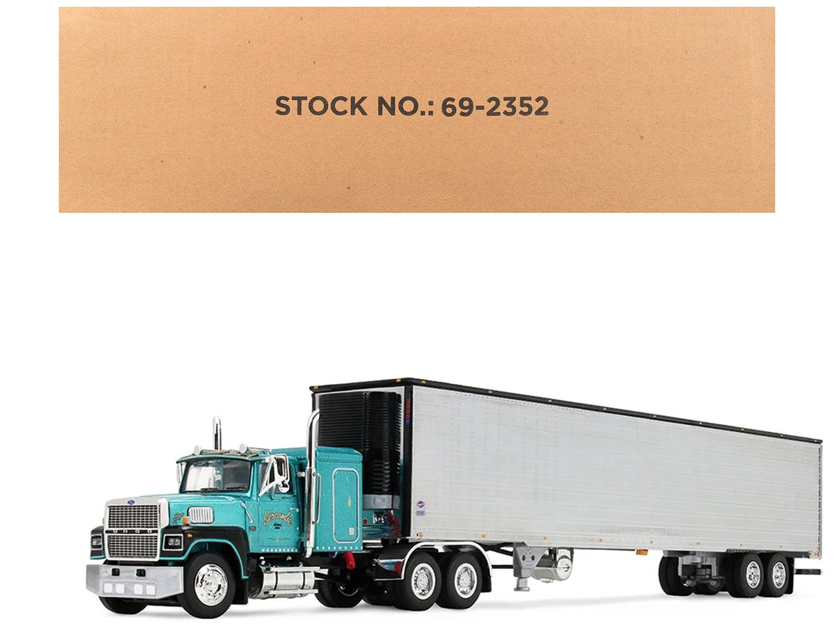 Ford LTL 9000 with 48" Flat Top Sleeper and 53' Utility Trailer with Reefer "Red’s Favorites - Tom Sercombe" Turquoise Metallic 1/64 Diecast Model by First Gear-First Gear-ModelCars.com