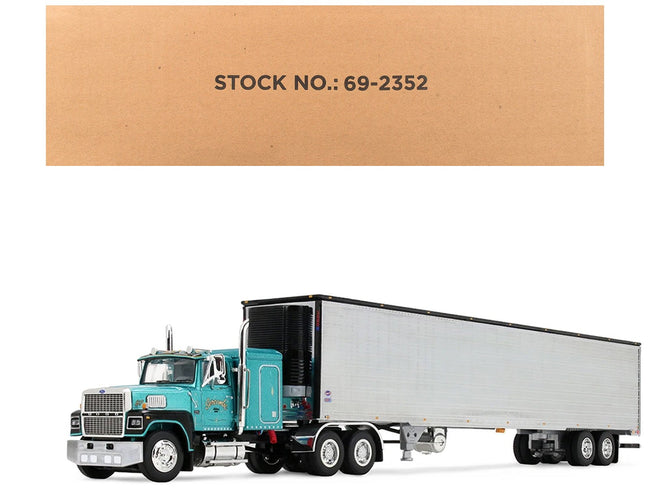 Ford LTL 9000 with 48" Flat Top Sleeper and 53' Utility Trailer with Reefer "Red’s Favorites - Tom Sercombe" Turquoise Metallic 1/64 Diecast Model by First Gear-First Gear-ModelCars.com