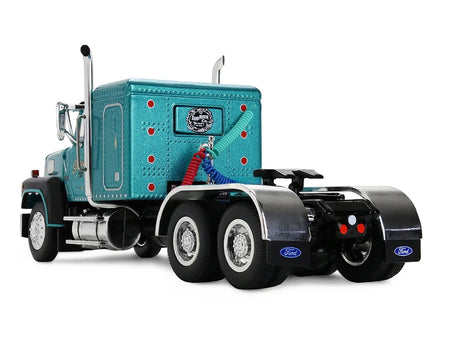 Ford LTL 9000 with 48" Flat Top Sleeper and 53' Utility Trailer with Reefer "Red’s Favorites - Tom Sercombe" Turquoise Metallic 1/64 Diecast Model by First Gear-First Gear-ModelCars.com