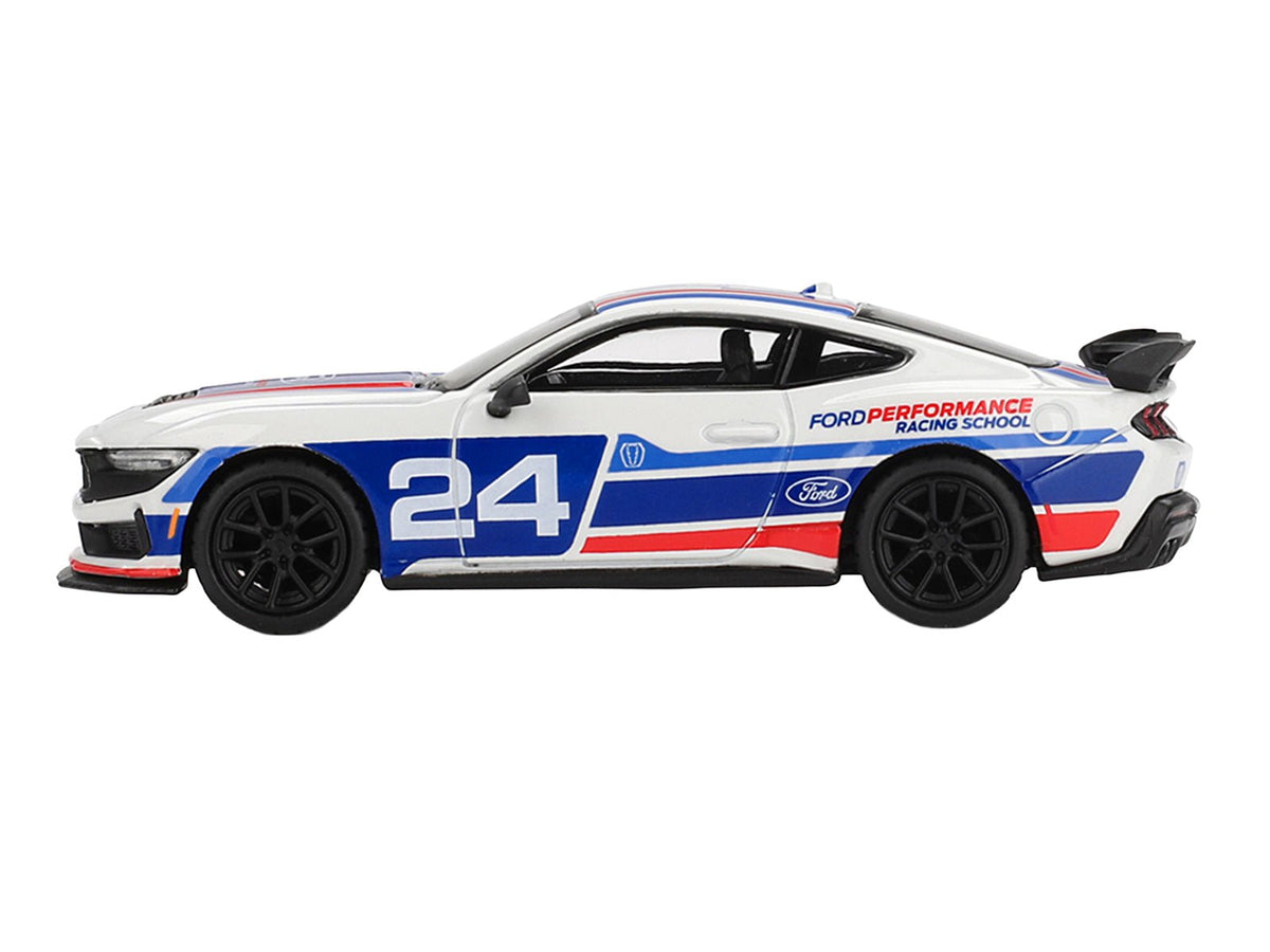 Ford Mustang Dark Horse 24 "Ford Performance Racing School" White with Red and Blue Graphics Limited Edition 1/64 Diecast Model Car by Mini GT-Mini GT-ModelCars.com