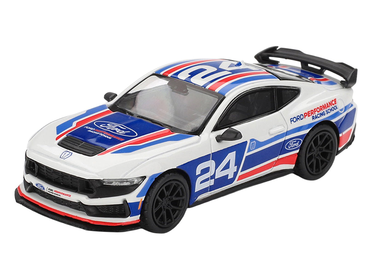 Ford Mustang Dark Horse 24 "Ford Performance Racing School" White with Red and Blue Graphics Limited Edition 1/64 Diecast Model Car by Mini GT-Mini GT-ModelCars.com