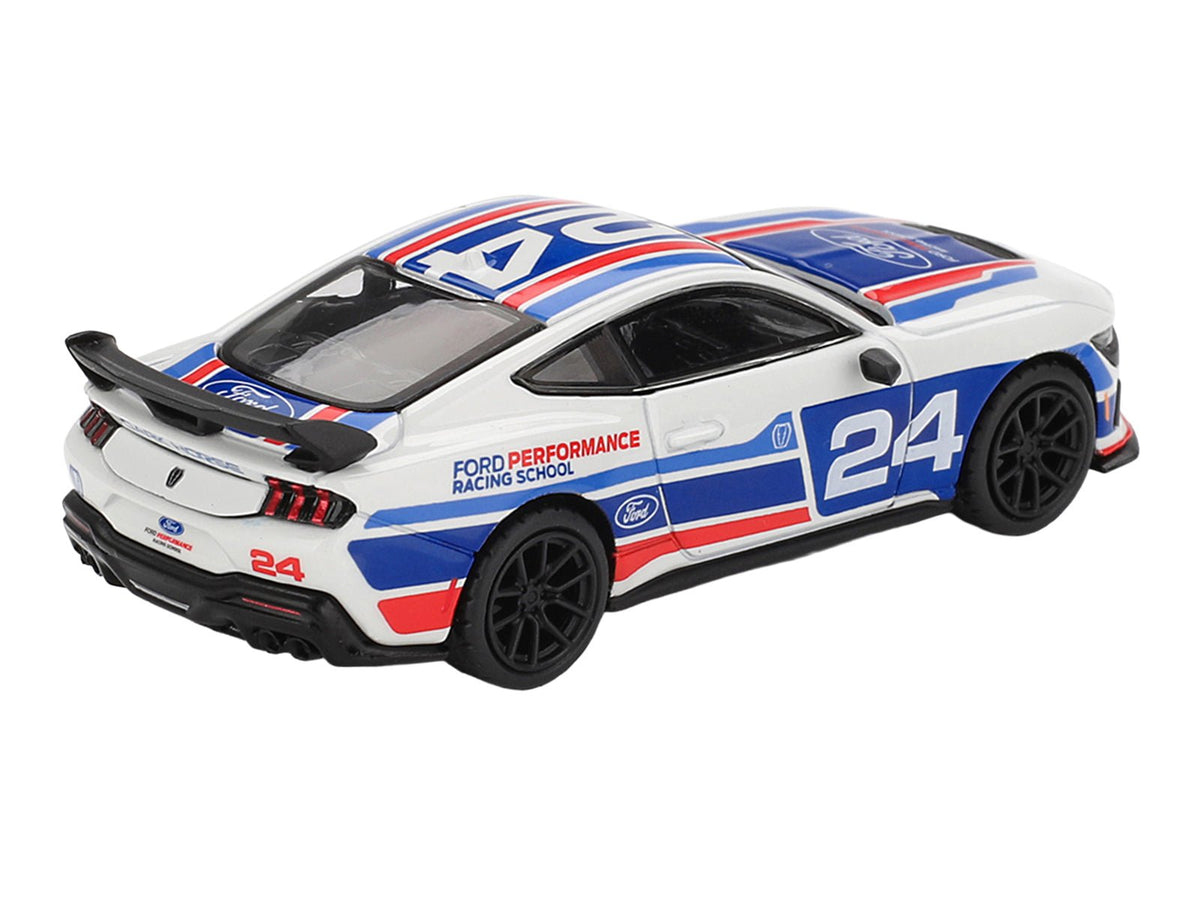 Ford Mustang Dark Horse 24 "Ford Performance Racing School" White with Red and Blue Graphics Limited Edition 1/64 Diecast Model Car by Mini GT-Mini GT-ModelCars.com