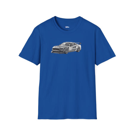 Ford Mustang GT4 Sketch Art T-Shirt with 2019 Spec Race Car Kit - American Muscle-Modelcars.com-ModelCars.com