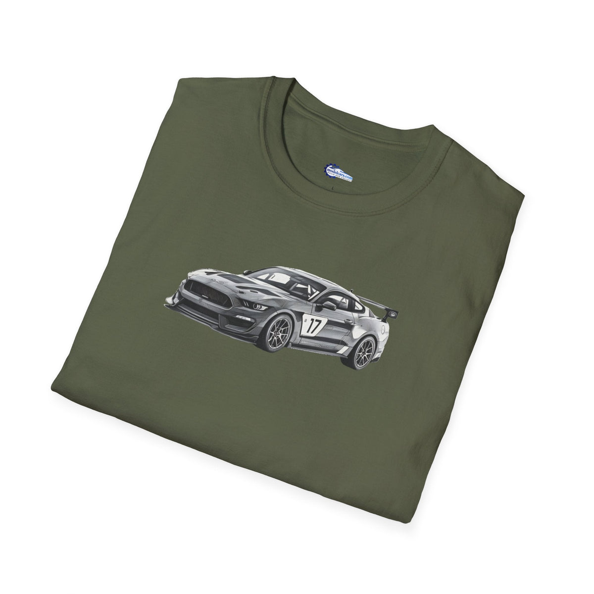 Ford Mustang GT4 Sketch Art T-Shirt with 2019 Spec Race Car Kit - American Muscle-Modelcars.com-ModelCars.com
