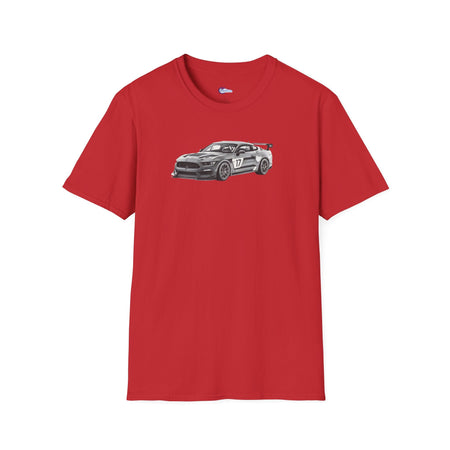 Ford Mustang GT4 Sketch Art T-Shirt with 2019 Spec Race Car Kit - American Muscle-Modelcars.com-ModelCars.com