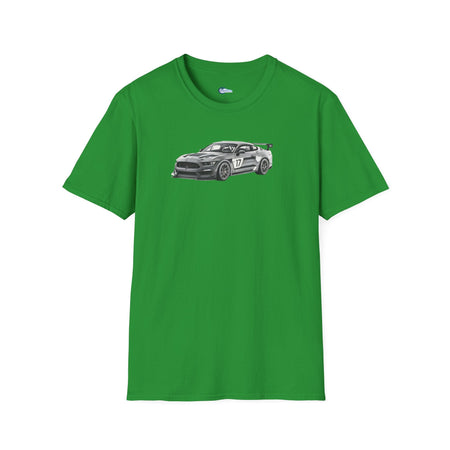 Ford Mustang GT4 Sketch Art T-Shirt with 2019 Spec Race Car Kit - American Muscle-Modelcars.com-ModelCars.com