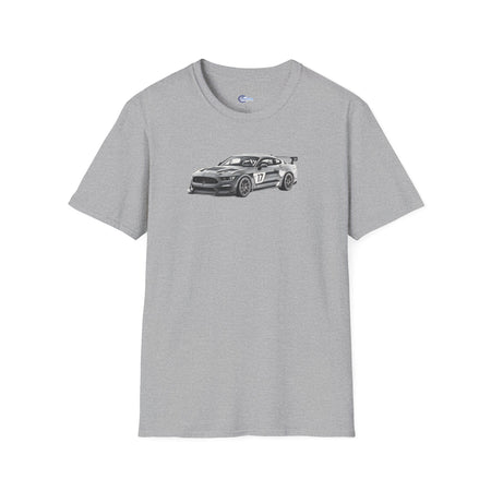 Ford Mustang GT4 Sketch Art T-Shirt with 2019 Spec Race Car Kit - American Muscle-Modelcars.com-ModelCars.com