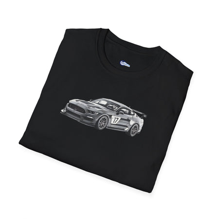Ford Mustang GT4 Sketch Art T-Shirt with 2019 Spec Race Car Kit - American Muscle-Modelcars.com-ModelCars.com