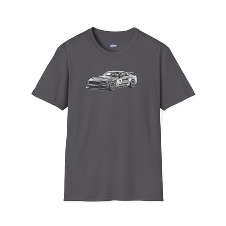 Ford Mustang GT4 Sketch Art T-Shirt with 2019 Spec Race Car Kit - American Muscle-Modelcars.com-ModelCars.com