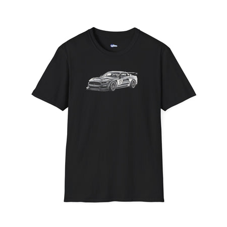 Ford Mustang GT4 Sketch Art T-Shirt with 2019 Spec Race Car Kit - American Muscle-Modelcars.com-ModelCars.com
