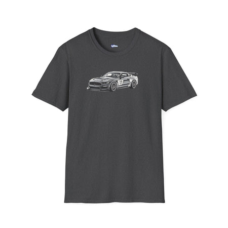 Ford Mustang GT4 Sketch Art T-Shirt with 2019 Spec Race Car Kit - American Muscle-Modelcars.com-ModelCars.com
