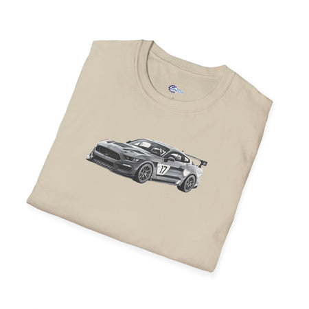 Ford Mustang GT4 Sketch Art T-Shirt with 2019 Spec Race Car Kit - American Muscle-Modelcars.com-ModelCars.com