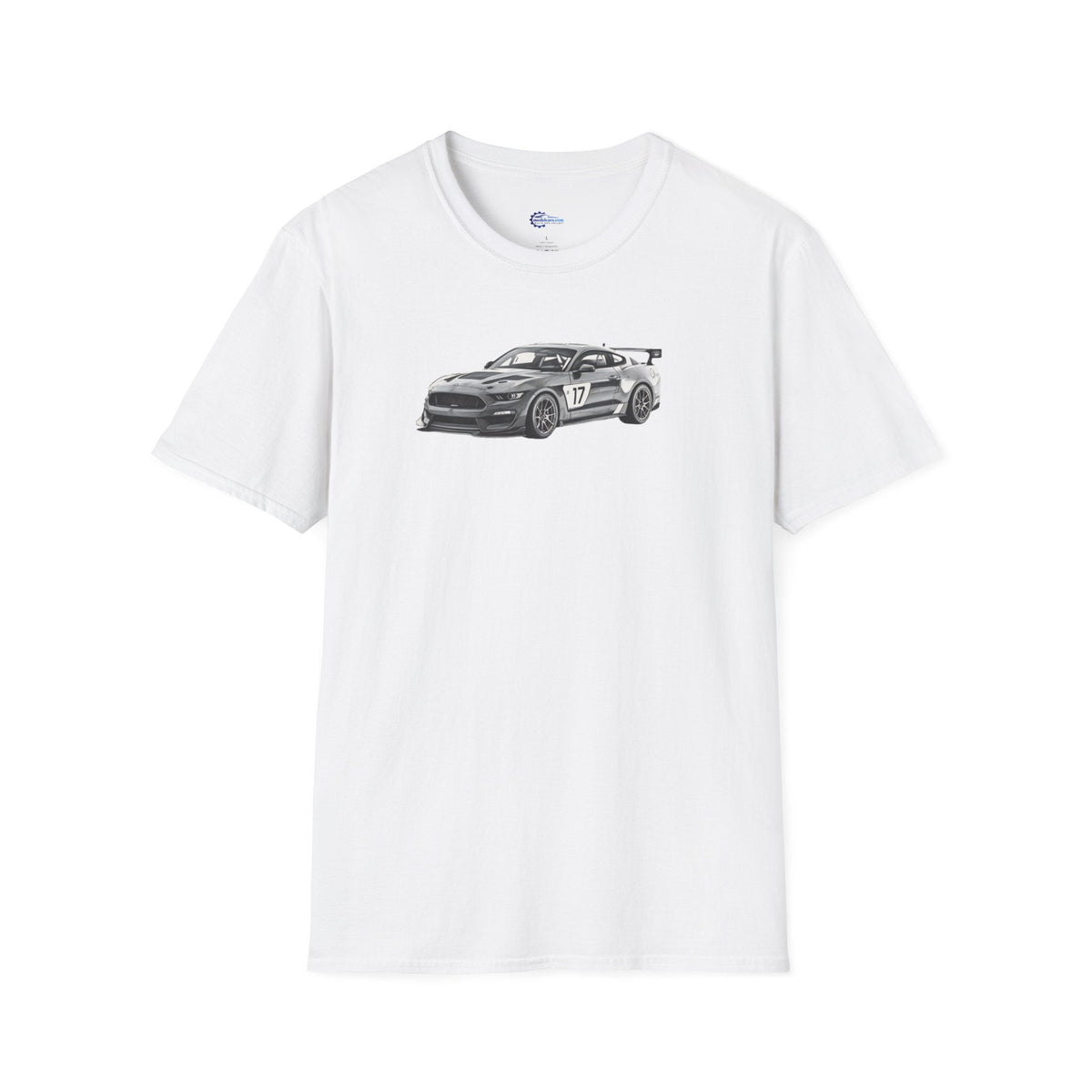 Ford Mustang GT4 Sketch Art T-Shirt with 2019 Spec Race Car Kit - American Muscle-Modelcars.com-ModelCars.com