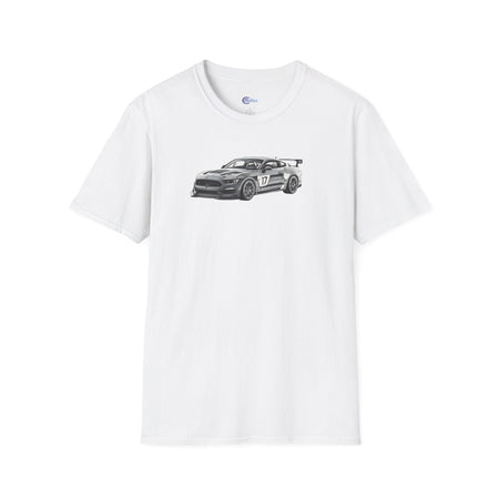 Ford Mustang GT4 Sketch Art T-Shirt with 2019 Spec Race Car Kit - American Muscle-Modelcars.com-ModelCars.com