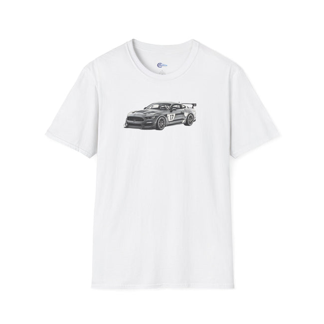 Ford Mustang GT4 Sketch Art T-Shirt with 2019 Spec Race Car Kit - American Muscle-Modelcars.com-ModelCars.com