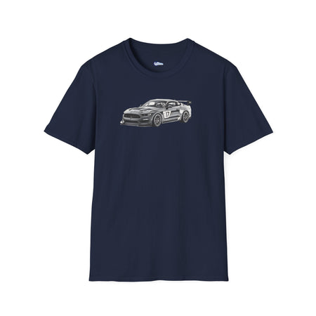 Ford Mustang GT4 Sketch Art T-Shirt with 2019 Spec Race Car Kit - American Muscle-Modelcars.com-ModelCars.com