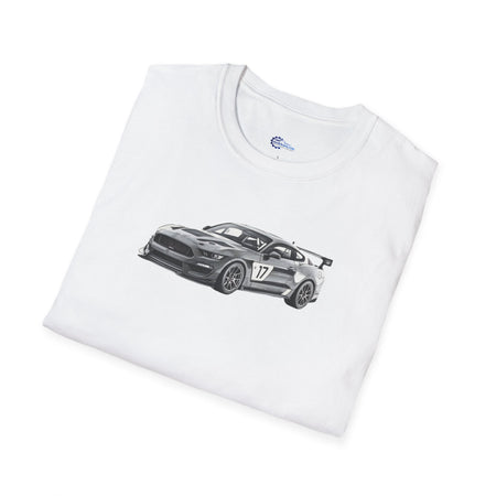 Ford Mustang GT4 Sketch Art T-Shirt with 2019 Spec Race Car Kit - American Muscle-Modelcars.com-ModelCars.com