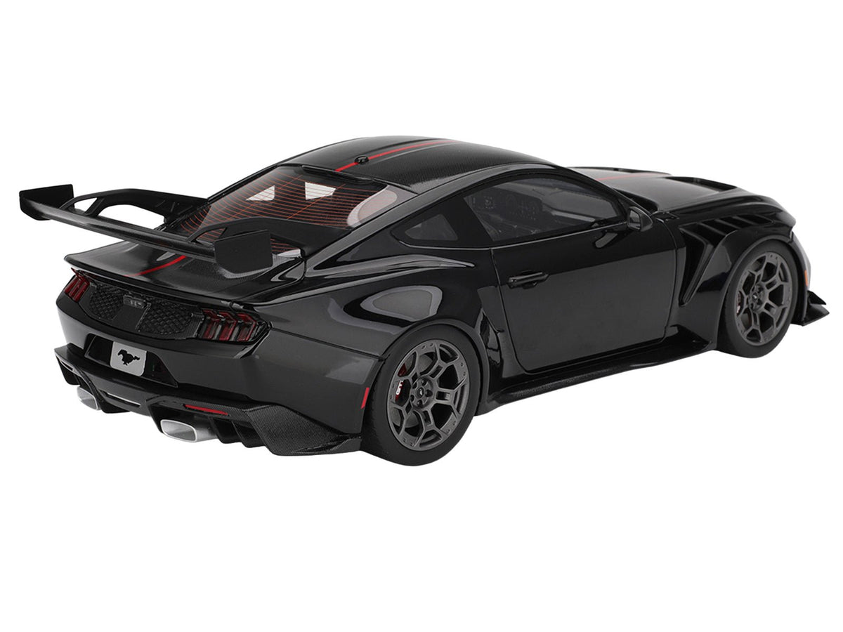 Ford Mustang GTD Shadow Black with Red Stripe 1/18 Model Car by Top Speed-Top Speed-ModelCars.com