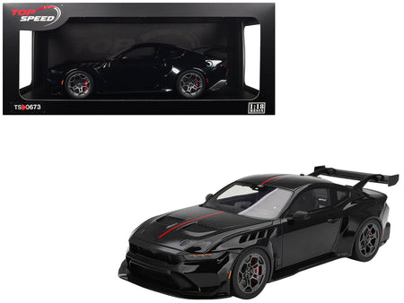 Ford Mustang GTD Shadow Black with Red Stripe 1/18 Model Car by Top Speed-Top Speed-ModelCars.com
