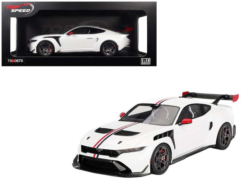 Ford Mustang GTD "Spirit of America" White with Red and Blue Stripes 1/18 Model Car by Top Speed-Top Speed-ModelCars.com