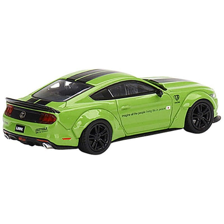 Ford Mustang LB - WORKS Grabber Lime Green with Black Stripes "Imagine All The People Living Life In Peace" Limited Edition to 3000 pieces Worldwide 1/64 Diecast Model Car by True Scale Miniatures - True Scale Miniatures - ModelCars.com