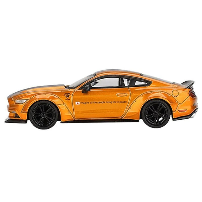 Ford Mustang "LB-Works" LB Gold Metallic with Black Stripes Limited Edition 1/64 Diecast Model Car by Mini GT-Mini GT-ModelCars.com