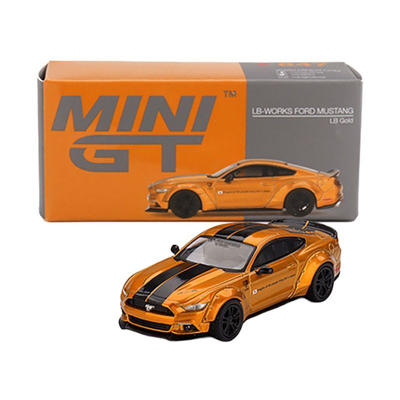 Ford Mustang "LB - Works" LB Gold Metallic with Black Stripes Limited Edition 1/64 Diecast Model Car by Mini GT - Mini GT - ModelCars.com