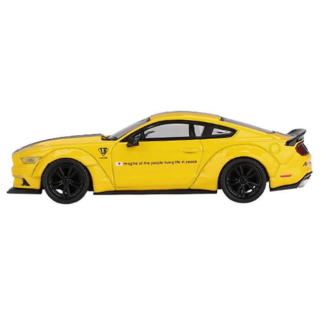 Ford Mustang "LB-Works" Triple Yellow with Black Stripes Limited Edition 1/64 Diecast Model Car by Mini GT-Mini GT-ModelCars.com