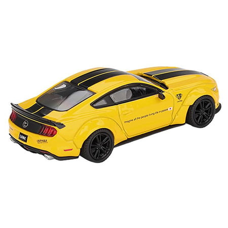 Ford Mustang "LB-Works" Triple Yellow with Black Stripes Limited Edition 1/64 Diecast Model Car by Mini GT-Mini GT-ModelCars.com