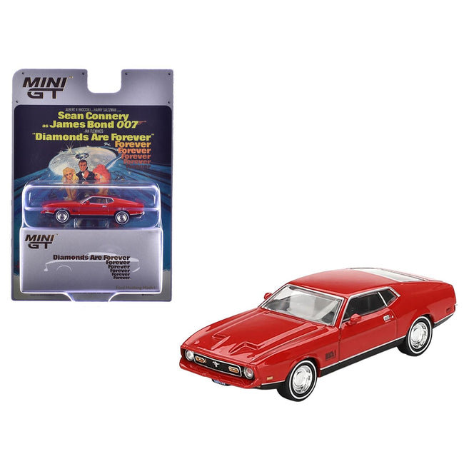 Ford Mustang Mach 1 Red 007 James Bond "Diamonds Are Forever" (1971) Movie Limited Edition 1/64 Diecast Model Car by Mini GT-Mini GT-ModelCars.com
