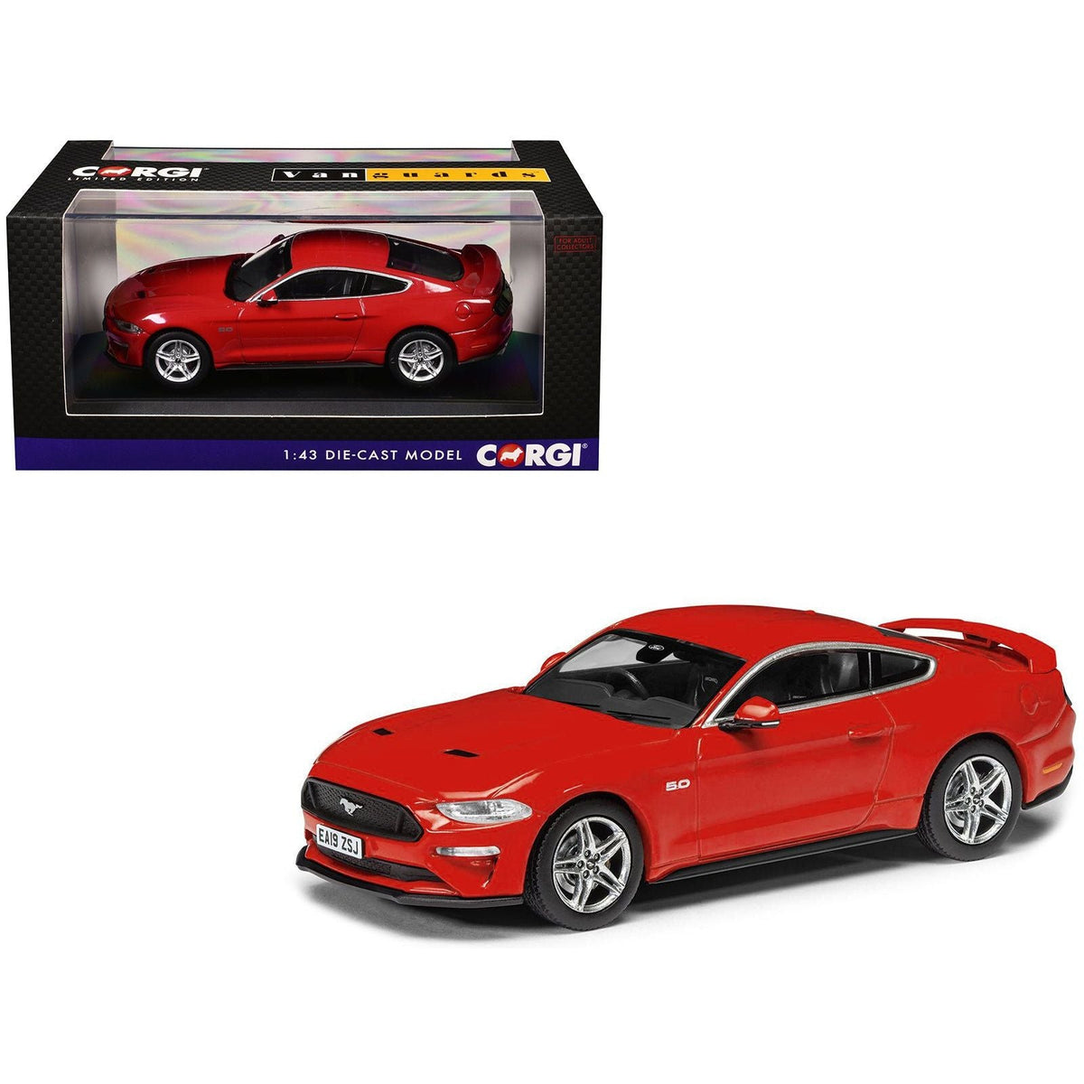 Ford Mustang Mk6 GT Fastback 5.0 RHD (Right Hand Drive) Race Red "Vanguards" Series 1/43 Diecast Model Car by Corgi-Corgi-ModelCars.com