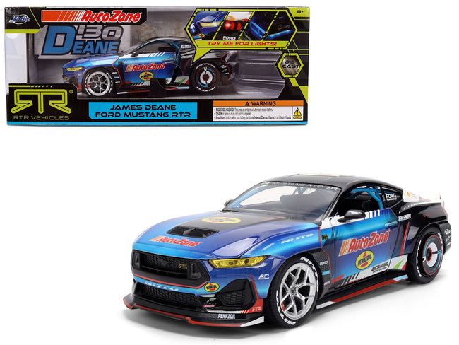 Ford Mustang RTR #130 James Deane "AutoZone" "Formula Drift PRO Championship" (2025) with Lights "RTR Vehicles" Series 1/24 Diecast Model Car by Jada-Jada-ModelCars.com