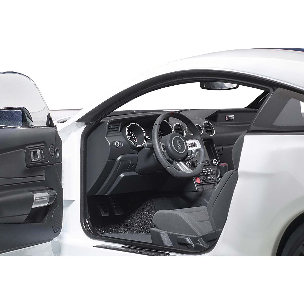 Ford Mustang Shelby GT - 350R Oxford White with Lightning Blue Stripes 1/18 Model Car by Autoart - Autoart - ModelCars.com