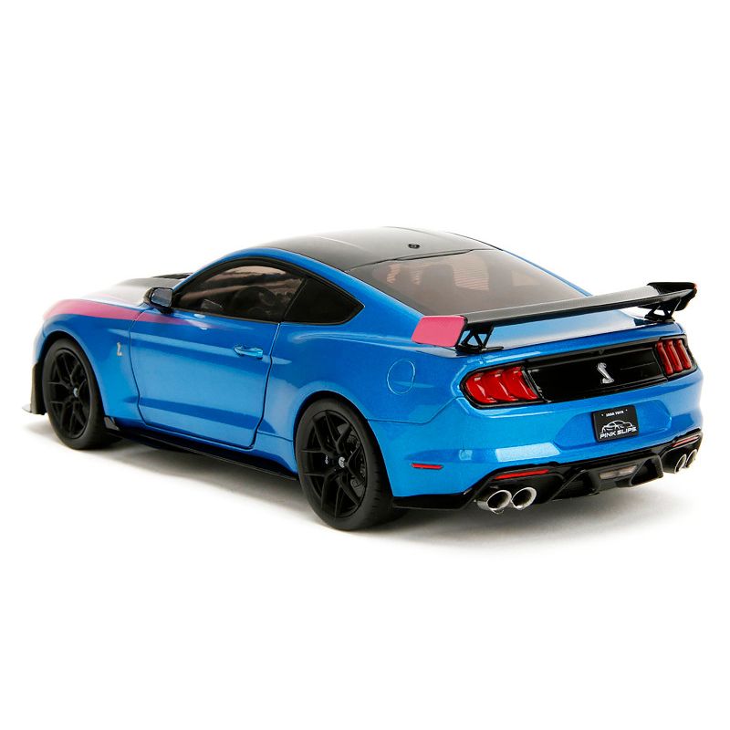 Ford Mustang Shelby GT500 Blue Metallic with Pink Stripes and Black Hood and Top "Pink Slips" Series 1/18 Diecast Model Car by Jada-Jada-ModelCars.com