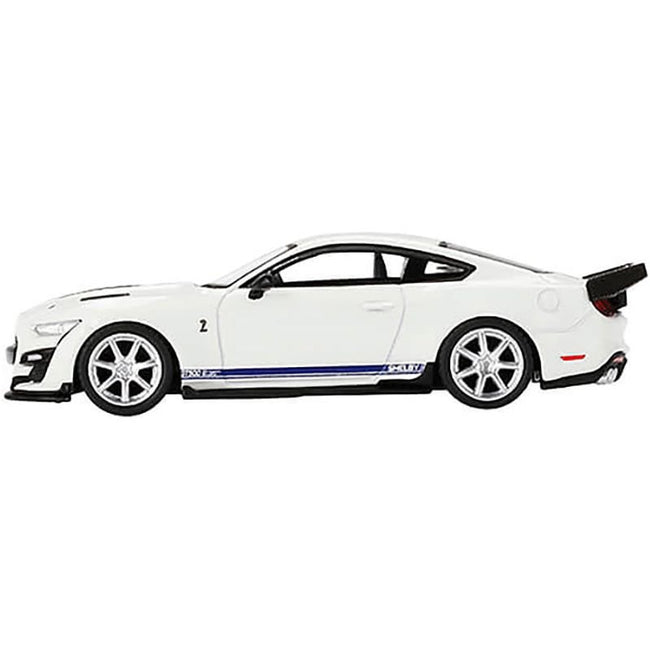Ford Mustang Shelby GT500 Dragon Snake Concept Oxford White with Blue Stripes and Graphics Limited Edition to 4200 pieces Worldwide 1/64 Diecast Model Car by True Scale Miniatures - True Scale Miniatures - ModelCars.com
