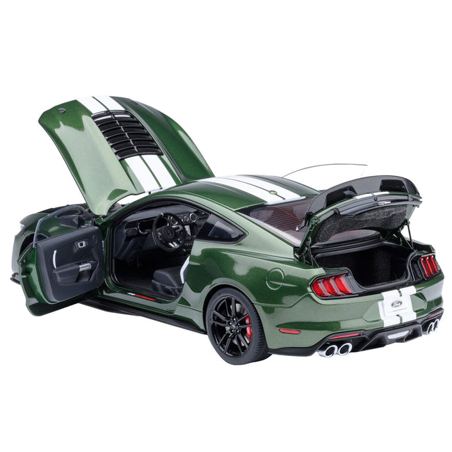 Ford Mustang Shelby GT500 Eruption Green Metallic with White Stripes 1/18 Model Car by Autoart-Autoart-ModelCars.com