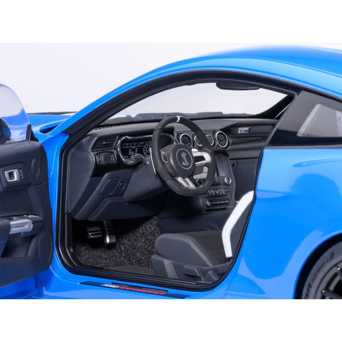 Ford Mustang Shelby GT500 Grabber Blue with White Stripes 1/18 Model Car by Autoart-Autoart-ModelCars.com