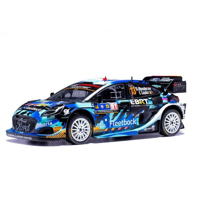 Ford Puma Rally1 #13 Gregoire Munster - Louis Louka "Central European Rally" (2023) 1/18 Diecast Model Car by IXO Models-IXO-ModelCars.com