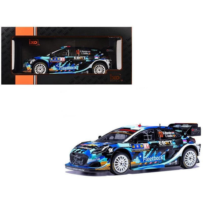 Ford Puma Rally1 #13 Gregoire Munster - Louis Louka "Central European Rally" (2023) 1/18 Diecast Model Car by IXO Models-IXO-ModelCars.com