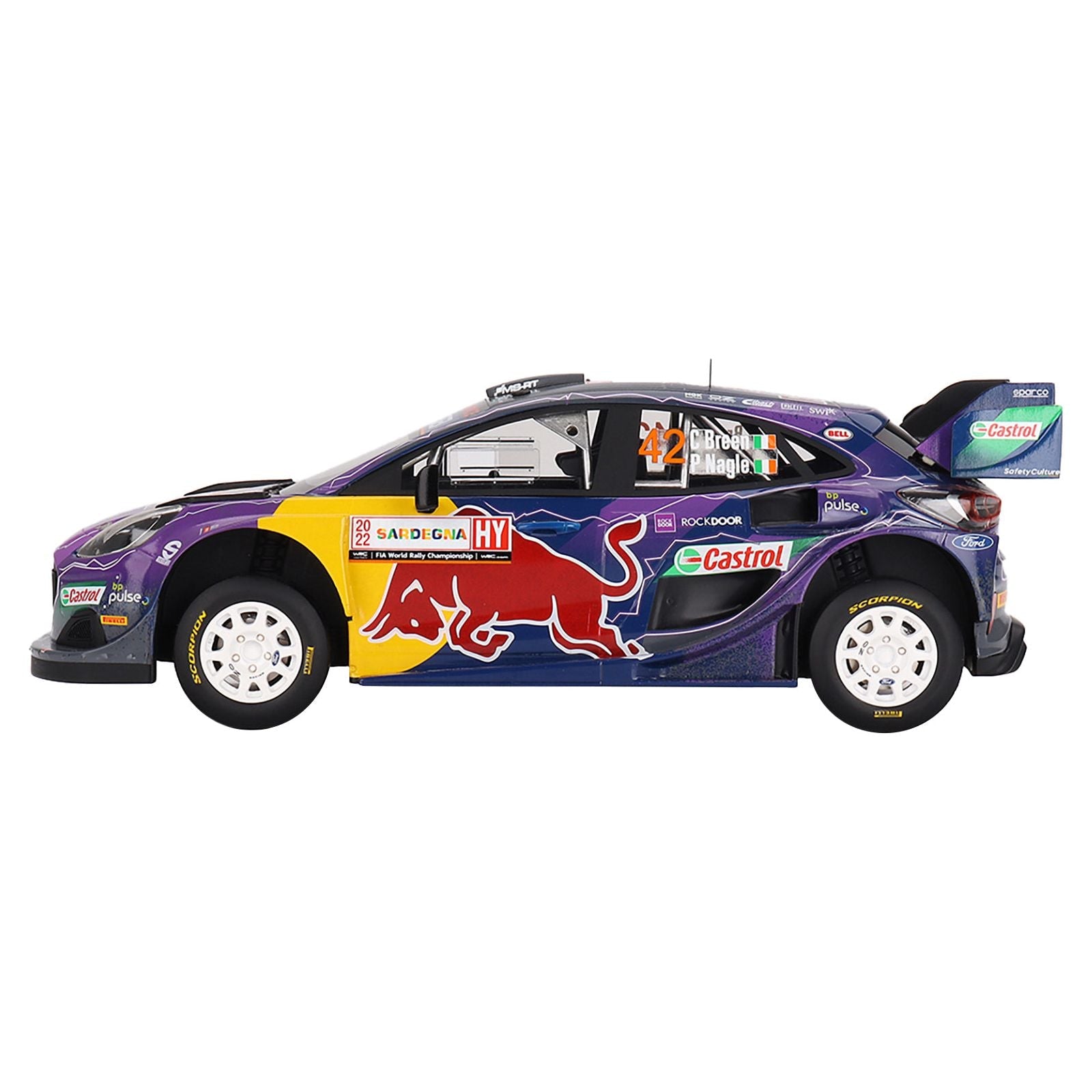 Ford Puma Rally1 42 Craig Breen - Paul Nagle "M - Sport Ford WRT" 2nd Place "Rally Italia Sardegna" (2022) 1/18 Model Car by Top Speed - Top Speed - ModelCars.com