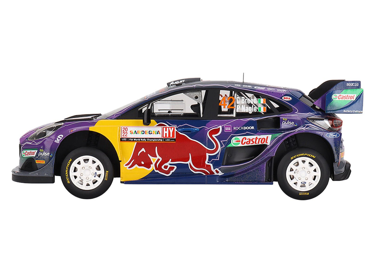 Ford Puma Rally1 #42 Craig Breen - Paul Nagle "M-Sport Ford WRT" 2nd Place "Rally Italia Sardegna" (2022) 1/18 Model Car by Top Speed-Top Speed-ModelCars.com