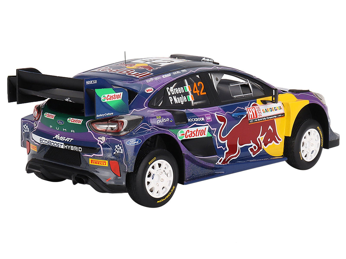 Ford Puma Rally1 #42 Craig Breen - Paul Nagle "M-Sport Ford WRT" 2nd Place "Rally Italia Sardegna" (2022) 1/18 Model Car by Top Speed-Top Speed-ModelCars.com
