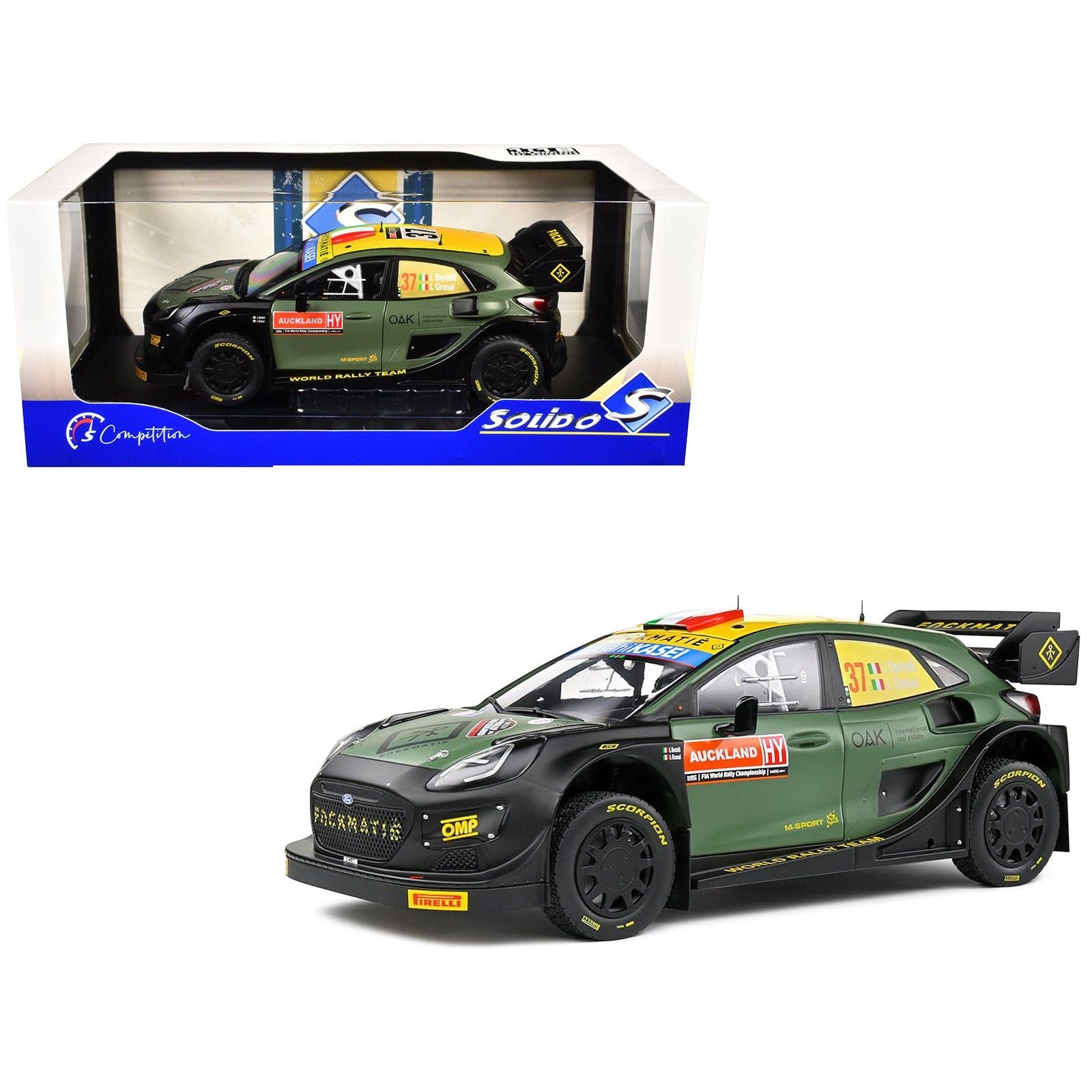 Ford Puma Rally1 Hybrid 37 Lorenzo Bertelli - Lorenzo Granai "Rally New Zealand" (2022) "Competition" Series 1/18 Diecast Model Car by Solido - Solido - ModelCars.com