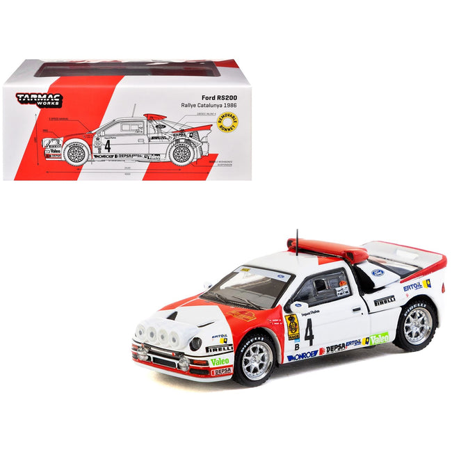 Ford RS200 #4 Antonio Zanini - Josep Autet "Rallye Catalunya" (1986) "Hobby64+" Series 1/64 Diecast Model Car by Tarmac Works-Tarmac Works-ModelCars.com