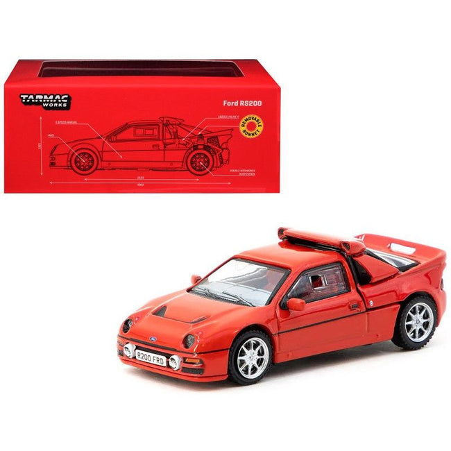 Ford RS200 Red "Hobby64" Series 1/64 Diecast Model Car by Tarmac Works - Tarmac Works - ModelCars.com
