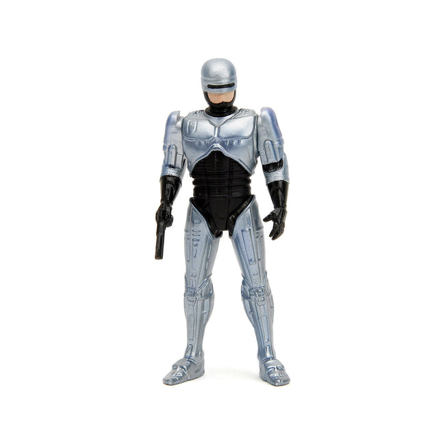 Ford Taurus OCP Matt Black "Detroit Police" and Robocop Diecast Figure 35th Anniversary "Robocop" (1987) Movie "Hollywood Rides" Series 1/24 Diecast Model Car by Jada - Jada - ModelCars.com