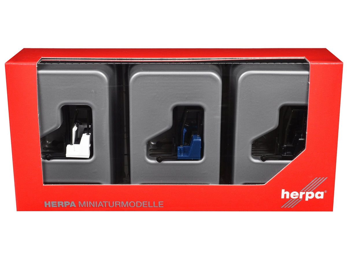 Forklifts with Trailer Bumper 3 Piece Set 1/87 (HO) Plastic Models by Promotex-Promotex-ModelCars.com